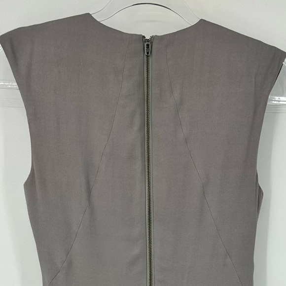 Helmut Draped Silk Gray Sleeveless Scoop Neck Midi Length Dress Size 0 - Picture 7 of 8